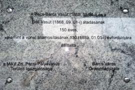 Emléktáblát avattak a Pécs-Barcs vasútvonal elindításának 150 éves évfordulójára